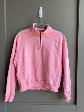 Barstool Golf Women's Pink Quarter-Zip Pullover Sweatshirt Size L